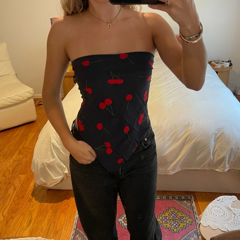 SOLD Realization par Cherry Print Scarf Strapless Top
